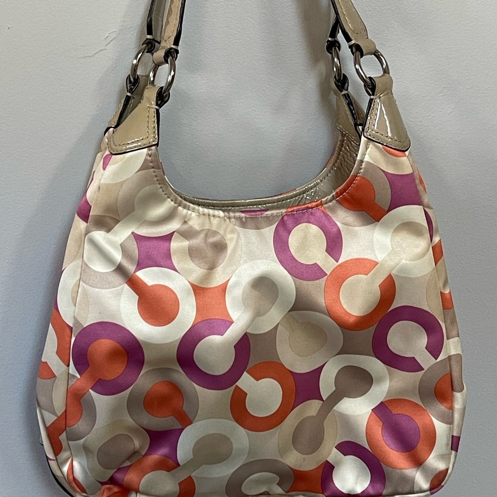 Coach Cream, Orange, and Purple Patterned Shoulder Bag - Picture 2 of 3